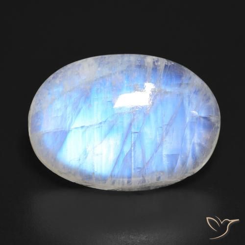23.16ct Naturale Bianco bluastro Pietra di luna arcobaleno, Ovale, Traslucido