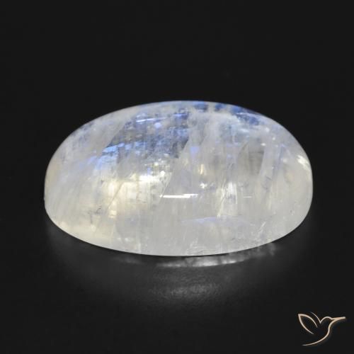 Pietra di luna arcobaleno Bianco bluastro naturale da 23.16 ct, Ovale, Traslucido