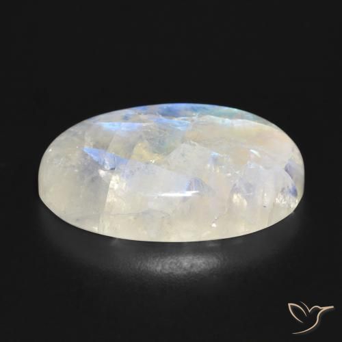 Pietra di luna arcobaleno Bianco bluastro naturale da 19.59 ct, Ovale, Traslucido