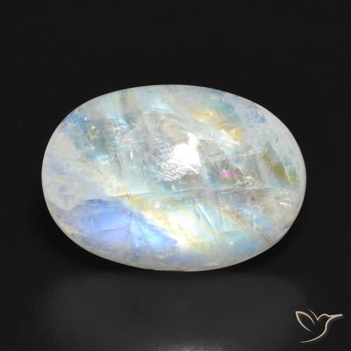 12.72ct Naturale Bianco bluastro Pietra di luna arcobaleno, Ovale, Traslucido