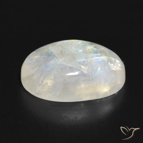Pietra di luna arcobaleno Bianco bluastro naturale da 12.72 ct, Taglio ovale, Traslucido
