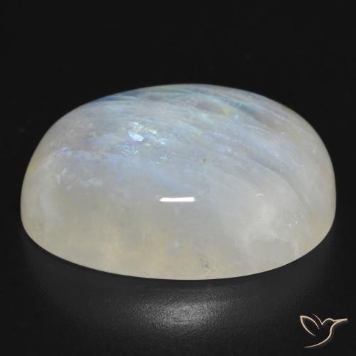 Pietra di luna arcobaleno Bianco bluastro naturale da 30.84 ct, Ovale, Traslucido