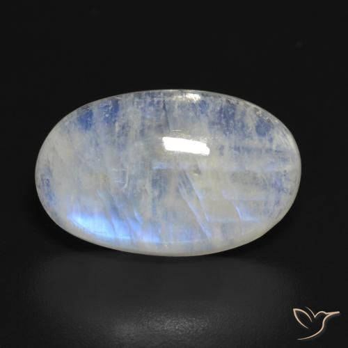 13.87ct Naturale Bianco bluastro Pietra di luna arcobaleno, Ovale, Traslucido