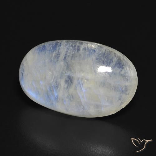 Pietra di luna arcobaleno Bianco bluastro naturale da 13.87 ct, Ovale, Traslucido