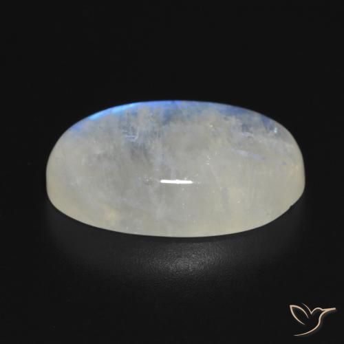 Pietra di luna arcobaleno Bianco bluastro naturale da 13.87 ct, Ovale, Traslucido