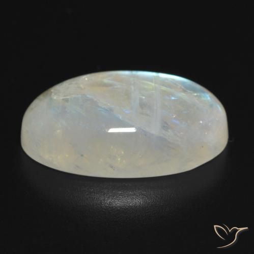 Pietra di luna arcobaleno Bianco bluastro naturale da 11.54 ct, Ovale, Traslucido