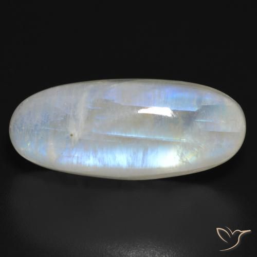 21.52ct Naturale Bianco bluastro Pietra di luna arcobaleno, Ovale, Traslucido