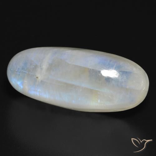 Pietra di luna arcobaleno Bianco bluastro naturale da 21.52 ct, Ovale, Traslucido