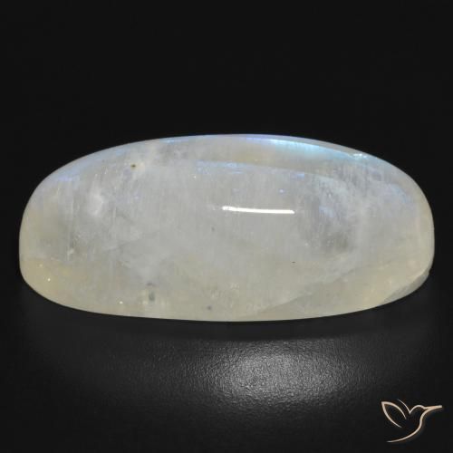 Pietra di luna arcobaleno Bianco bluastro naturale da 21.52 ct, Ovale, Traslucido