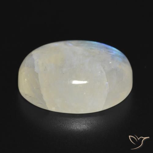 Pietra di luna arcobaleno Bianco bluastro naturale da 19.86 ct, Ovale, Traslucido