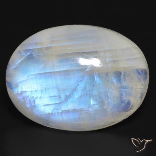 Pietra di luna arcobaleno Bianco bluastro naturale da 26.57 ct, Ovale, Traslucido