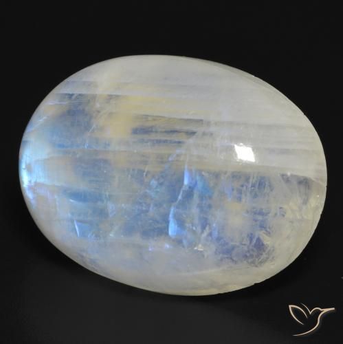 Pietra di luna arcobaleno Bianco bluastro naturale da 26.57 ct, Ovale, Traslucido