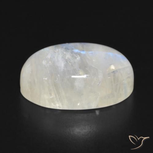 Pietra di luna arcobaleno Bianco bluastro naturale da 11.83 ct, Ovale, Traslucido