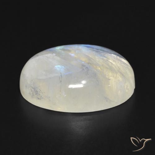 Pietra di luna arcobaleno Bianco bluastro naturale da 15.90 ct, Ovale, Traslucido