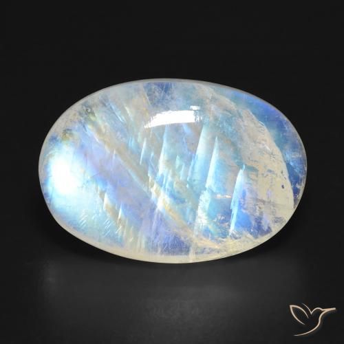 16.07ct Naturale Bianco bluastro Pietra di luna arcobaleno, Ovale, Traslucido