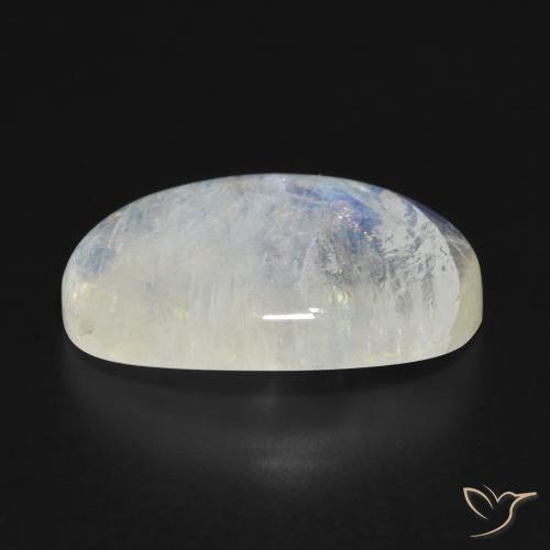 Pietra di luna arcobaleno Bianco bluastro naturale da 16.07 ct, Ovale, Traslucido