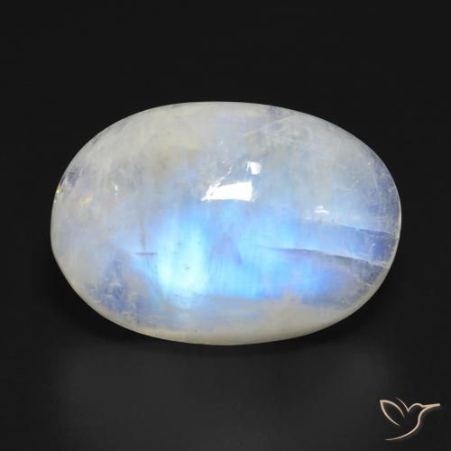 20.99ct Naturale Bianco bluastro Pietra di luna arcobaleno, Ovale, Trasparente