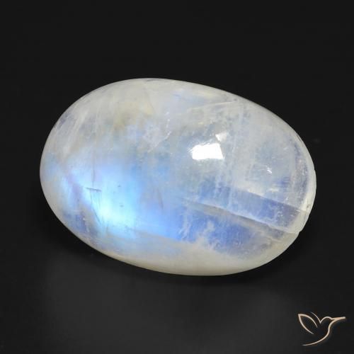 Pietra di luna arcobaleno Bianco bluastro naturale da 20.99 ct, Ovale, Trasparente