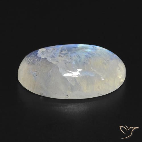 Pietra di luna arcobaleno naturale bianco da 9,48 ct, taglio ovale, trasparente