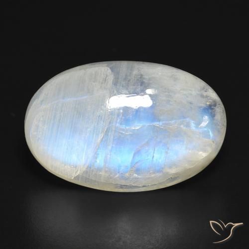16.32ct Naturale Bianco bluastro Pietra di luna arcobaleno, Ovale, Traslucido