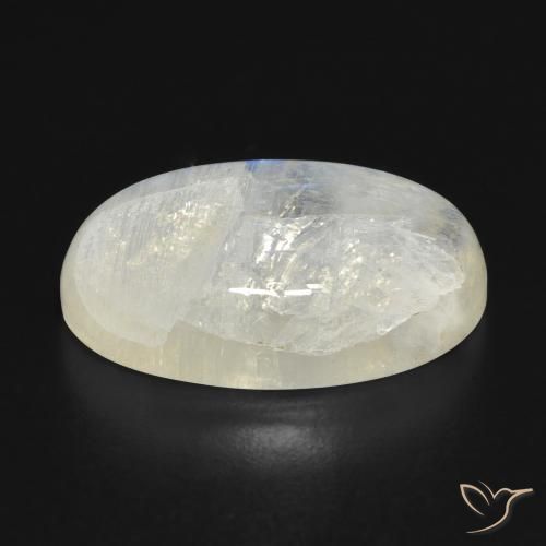 Pietra di luna arcobaleno Bianco bluastro naturale da 16.32 ct, Ovale, Traslucido