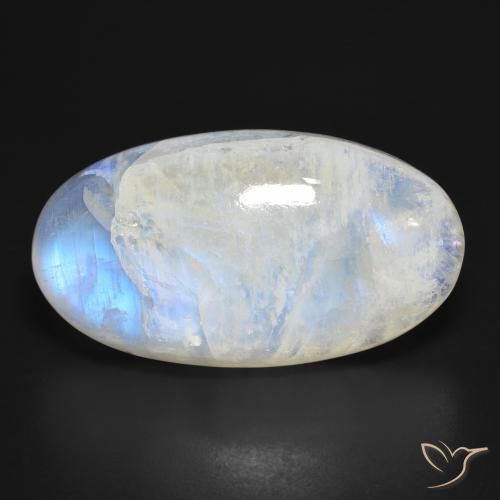 39.99ct Naturale Bianco bluastro Pietra di luna arcobaleno, Ovale, Traslucido