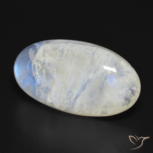 Pietra di luna arcobaleno Bianco bluastro naturale da 39.99 ct, Ovale, Traslucido