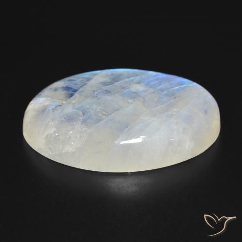 Pietra di luna arcobaleno Bianco bluastro naturale da 45.90 ct, Ovale, Traslucido