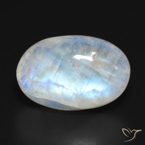 13.53ct Naturale Bianco bluastro Pietra di luna arcobaleno, Ovale, Traslucido