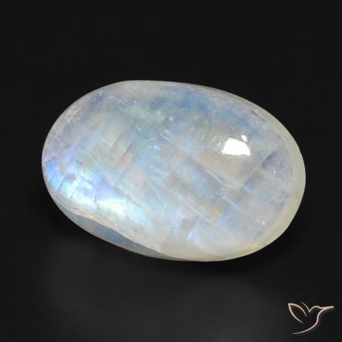 Pietra di luna arcobaleno Bianco bluastro naturale da 13.53 ct, Ovale, Traslucido