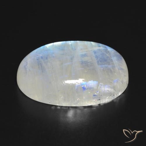 Pietra di luna arcobaleno Bianco bluastro naturale da 27.61 ct, Ovale, Traslucido