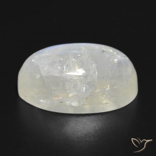 Pietra di luna arcobaleno naturale bianco da 14,87 ct, taglio ovale, traslucido