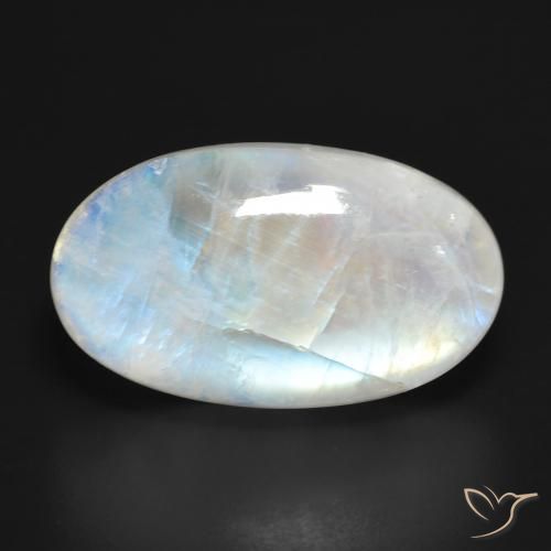 25.94ct Naturale Bianco bluastro Pietra di luna arcobaleno, Ovale, Traslucido