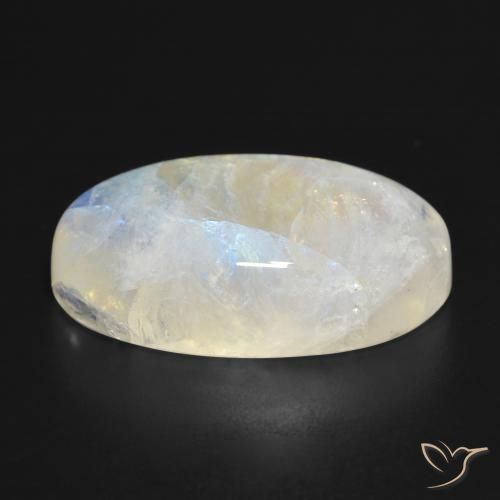Pietra di luna arcobaleno Bianco bluastro naturale da 25.94 ct, Ovale, Traslucido
