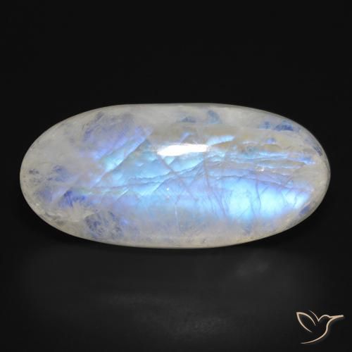 28.30ct Naturale Bianco bluastro Pietra di luna arcobaleno, Ovale, Traslucido