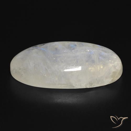 Pietra di luna arcobaleno Bianco bluastro naturale da 28.30 ct, Ovale, Traslucido