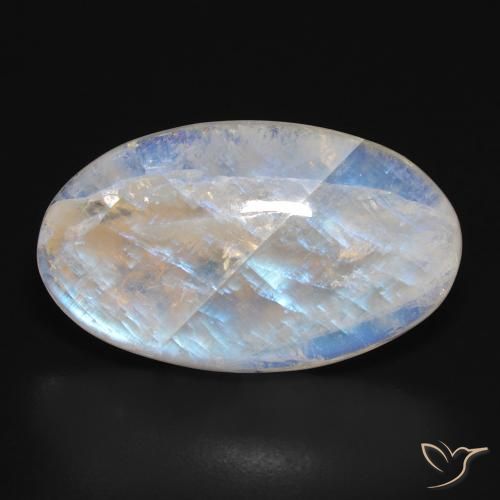 24.46ct Naturale Bianco bluastro Pietra di luna arcobaleno, Ovale, Traslucido