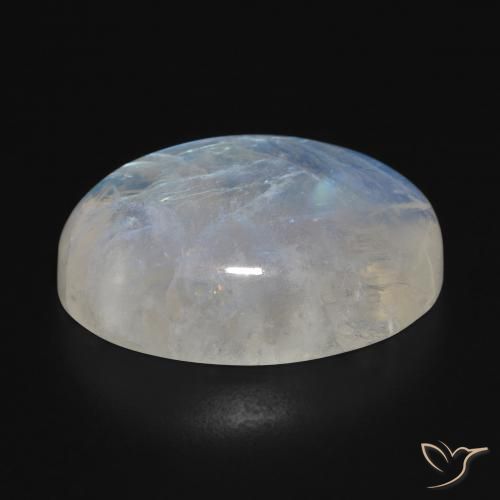 Pietra di luna arcobaleno Bianco bluastro naturale da 31.82 ct, Ovale, Traslucido