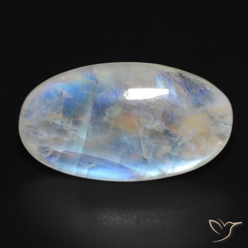 26.45ct Naturale Bianco bluastro Pietra di luna arcobaleno, Ovale, Traslucido