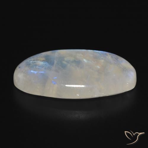 Pietra di luna arcobaleno Bianco bluastro naturale da 26.45 ct, Ovale, Traslucido