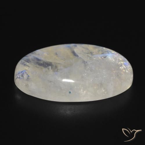 Pietra di luna arcobaleno Bianco bluastro naturale da 23.70 ct, Ovale, Traslucido