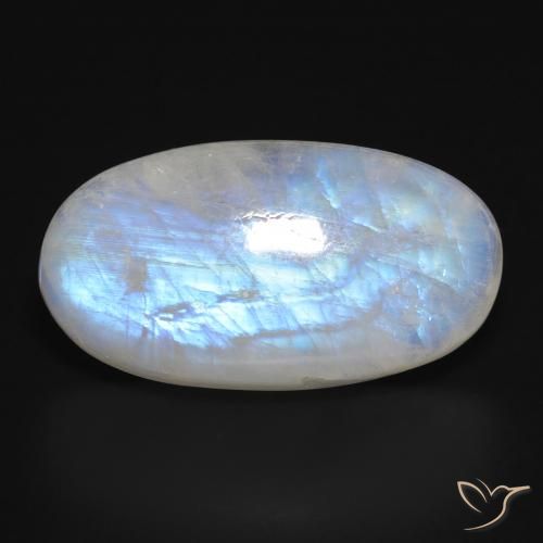 28.13ct Naturale Bianco bluastro Pietra di luna arcobaleno, Ovale, Traslucido