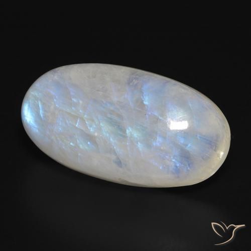 Pietra di luna arcobaleno Bianco bluastro naturale da 28.13 ct, Ovale, Traslucido