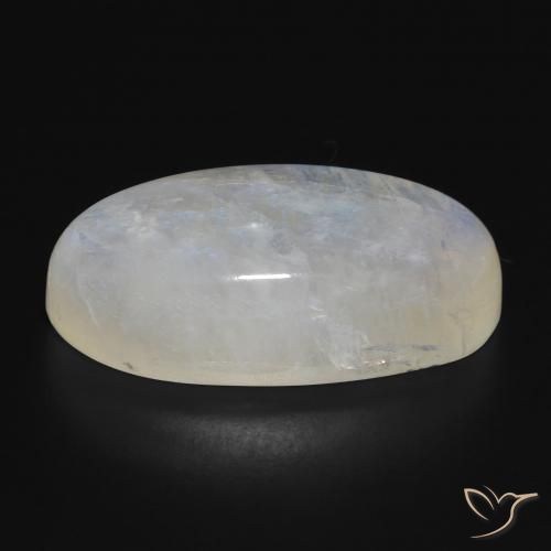 Pietra di luna arcobaleno Bianco bluastro naturale da 28.13 ct, Ovale, Traslucido