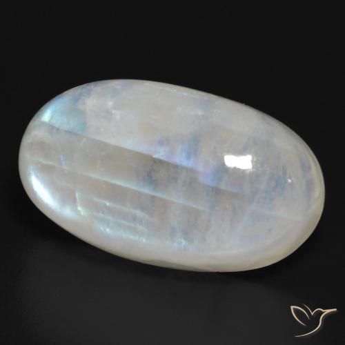 Pietra di luna arcobaleno Bianco bluastro naturale da 21.15 ct, Ovale, Traslucido