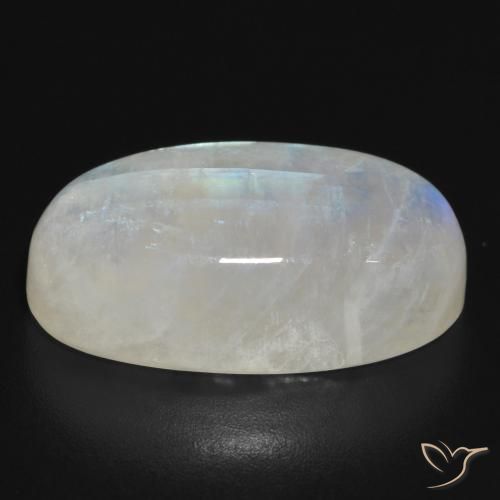 Pietra di luna arcobaleno Bianco bluastro naturale da 21.15 ct, Ovale, Traslucido