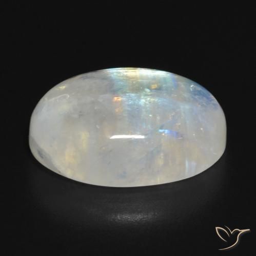 Pietra di luna arcobaleno Bianco bluastro naturale da 11.77 ct, Taglio ovale, Traslucido