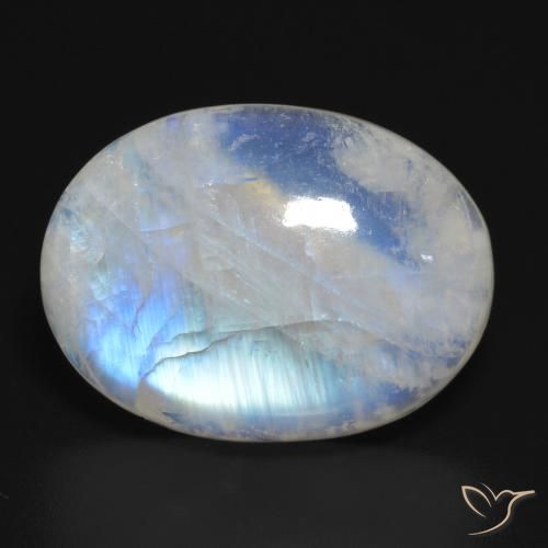 Pietra di luna arcobaleno naturale bianco da 19,49 ct, taglio ovale, traslucido