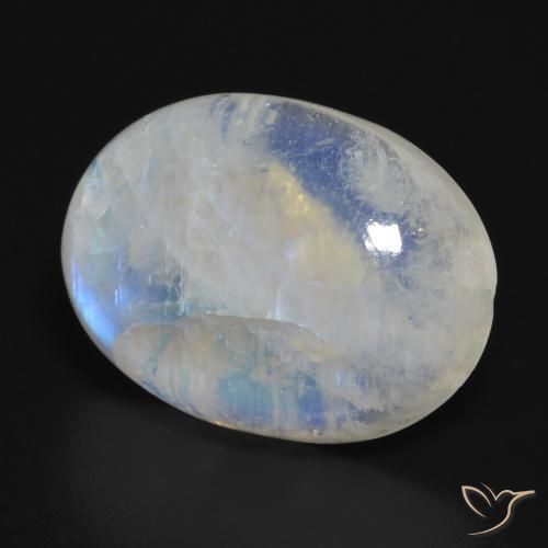 Pietra di luna arcobaleno naturale bianco da 19,49 ct, taglio ovale, traslucido