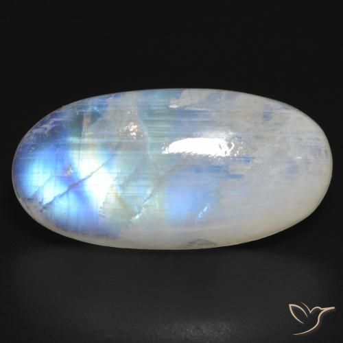 17.17ct Naturale Bianco bluastro Pietra di luna arcobaleno, Ovale, Traslucido